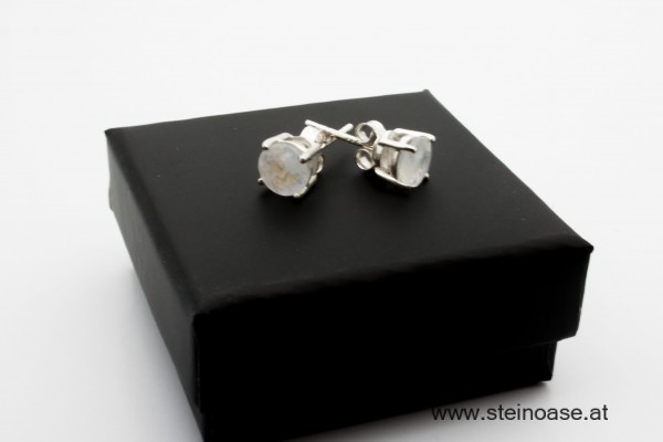 Ohrstecker Regenbogen-Mondstein facettiert 7mm